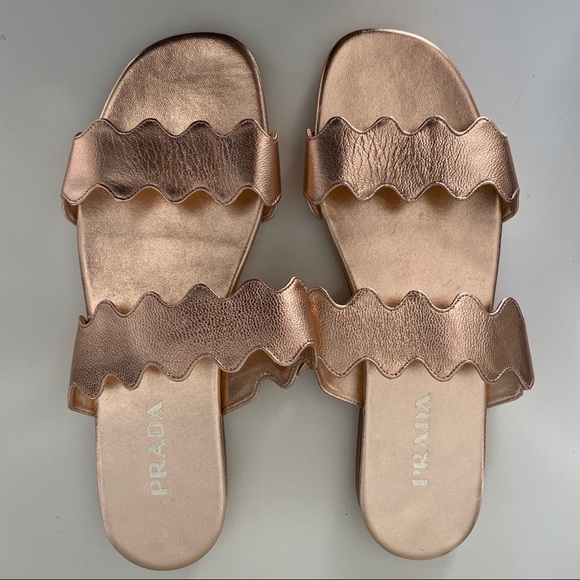 Prada Shoes - Prada Rose gold sandals Size 8.5